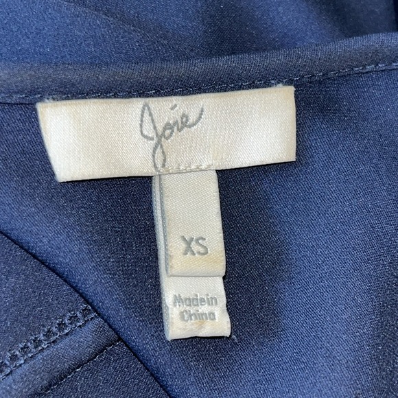 Joie Women's Top XS Blue Silk Vneck  Long Sleeve Flutter Bell Cuff Back Pleat - Picture 7 of 9